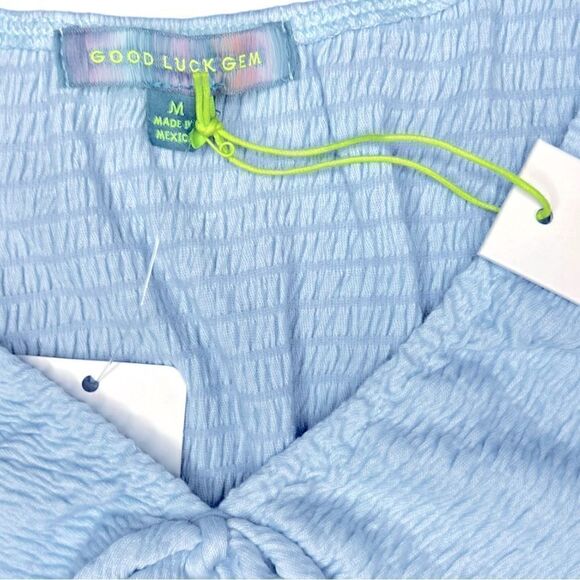 Good Luck Gem Puff Sleeve Mini Dress in Soft Blue - Picture 11 of 12